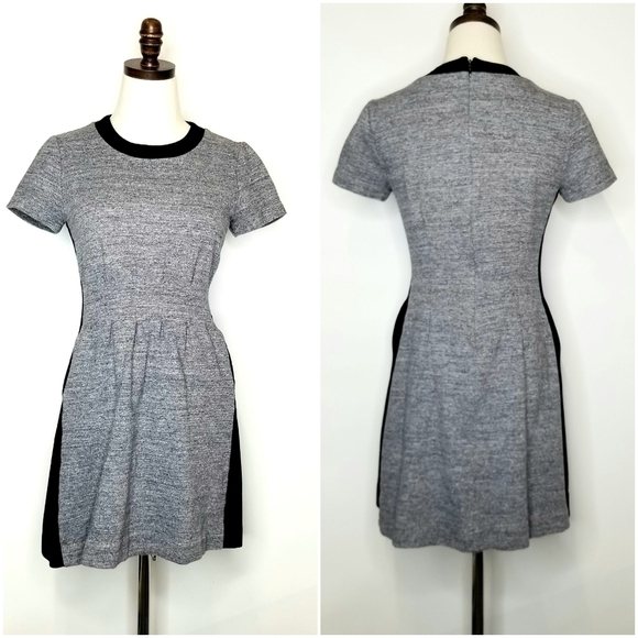 Madewell Gray/Black A-Line Pleated Parkline Above the Knee Mini Dress, size 6 - Picture 1 of 10